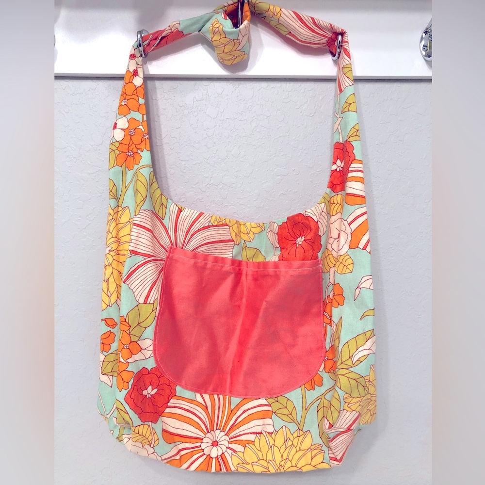 Handmade floral reversible boho bag